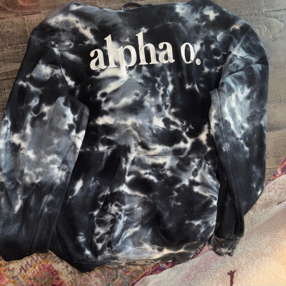 Alpha O Navy Blue and White Tie-Dye Hoodie